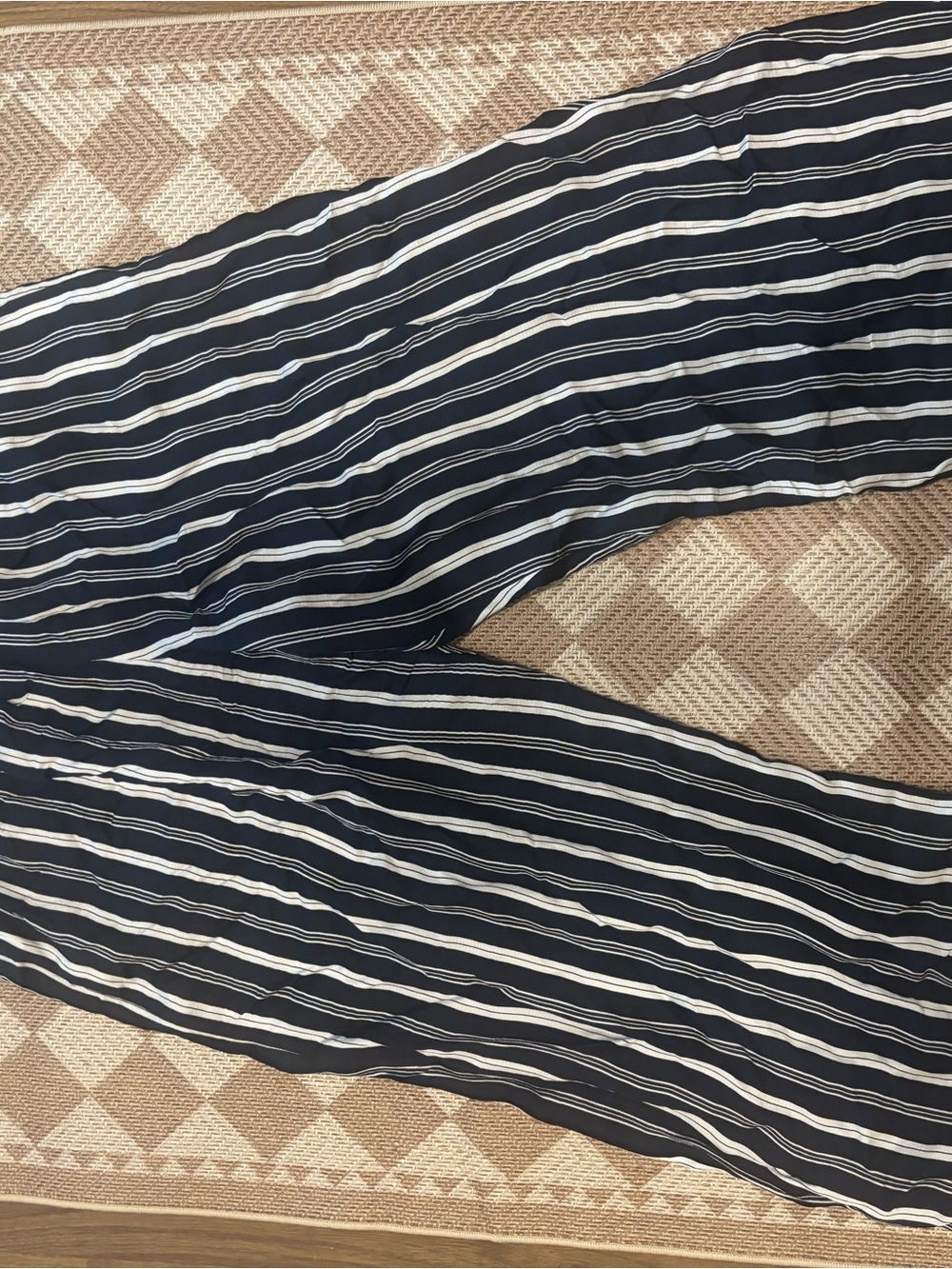 Everlane Navy and White Striped Wide-Leg Pants
